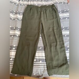 Andeawy silky relaxed straight pants with waist band in military green